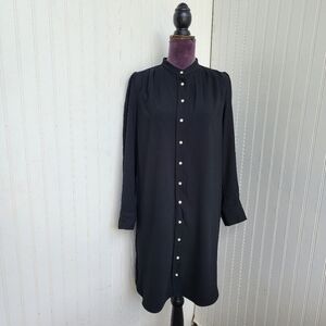 J. Crew Button Front Dress in 365 Crepe Size 6 Long Sleeve Career Workwear